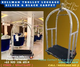 ON-HAND BELLMAN TROLLEY LUGGAGE SILVER AND BLACK - GOLD AND BLACK