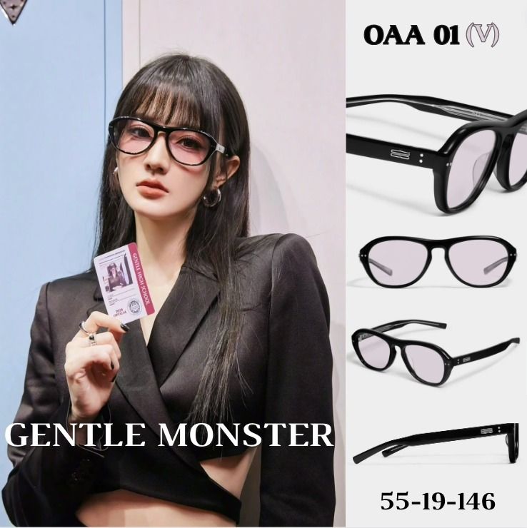 (Ready Stock) OAA 01(V) | Gentle Monster Glasses (Unisex) | Black Acetate  Round Frame | Violet Tinted Lenses | 55-19-146