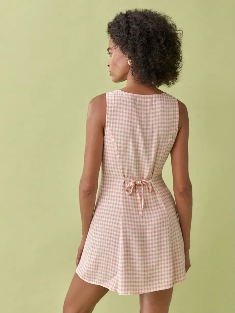 Reformation pink 2024 gingham dress