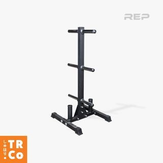 REP Bar and Weight Plate Tree. Top Quality Space-Saver Freestanding Organizer for Bumper and Iron Plates and Barbells.