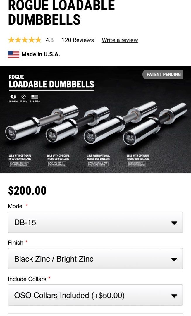 Loadable dumbbells rogue on sale