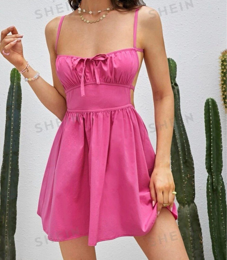 Shein pink backless cami dress (Category: Dresses) located in Quezon City. Submitted by desertflow (Listing ID 1287026191, Image 3). Description: - used once only.