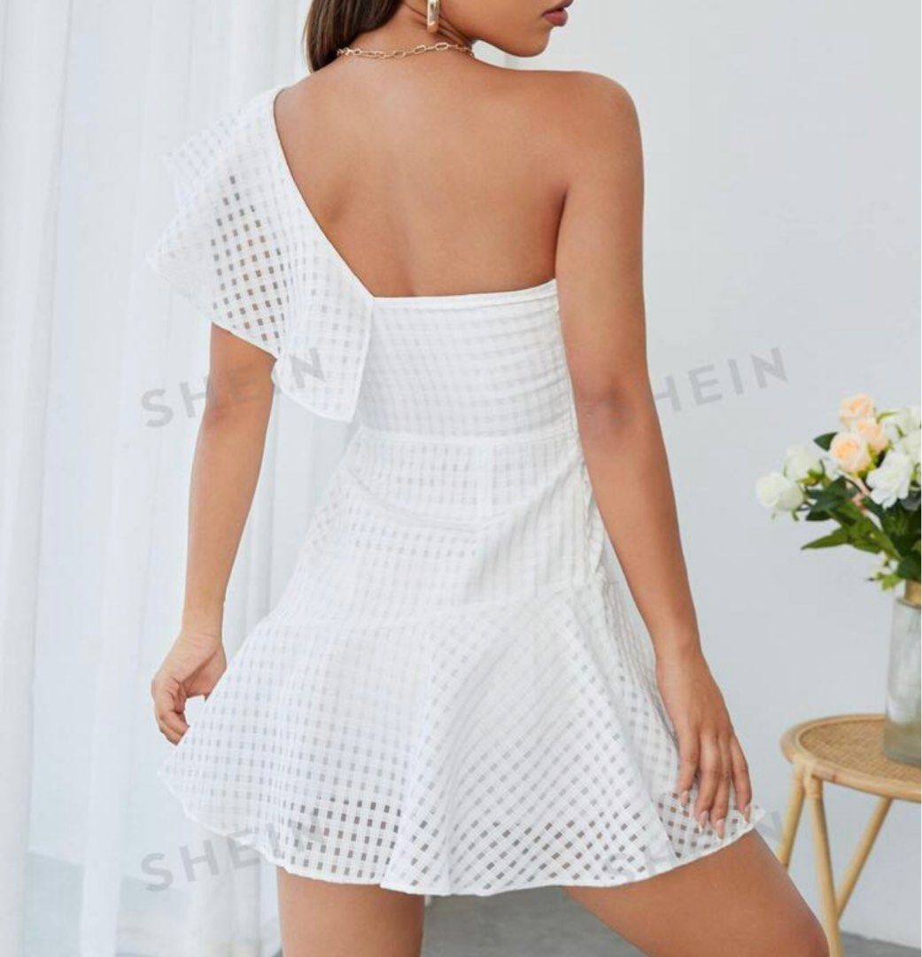 Shein white ruffle dress (Category: Dresses) located in Quezon City. Submitted by desertflow (Listing ID 1287027667, Image 2). Description: - used once only.