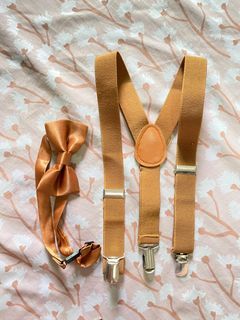 Suspender and bow tie RUST color