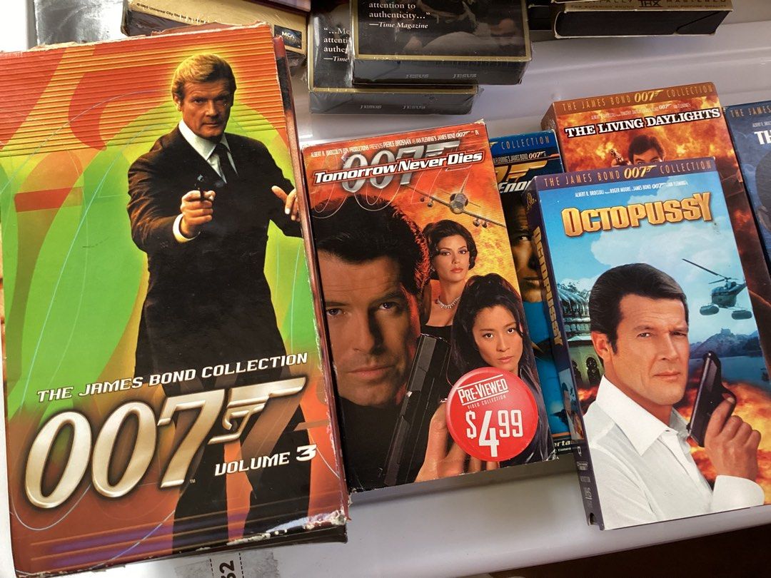 The James Bond Collection (Category: Storybooks) located in Davao. Submitted by ferdipt (Listing ID 1286916003, Image 2). Description: VHS HI-FI Titles: 1. From Russia with Love 2. Live and Let Die 3. A view to a Kill 4. Tomorrow Never Dies 5. You only Live Twice 6. The Living Daylights 7. Diamonds are Forever 8. Goldfinger 9. The World is not Enough 10. Octopussy 11. Thunderball 12. Dr. NO 13. License to Kill 200 pesos each or 2 for 300 .