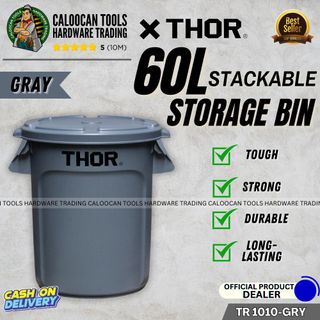 THOR 60L Stackable Storage Bin with Lid (TR 1010-GRY)
