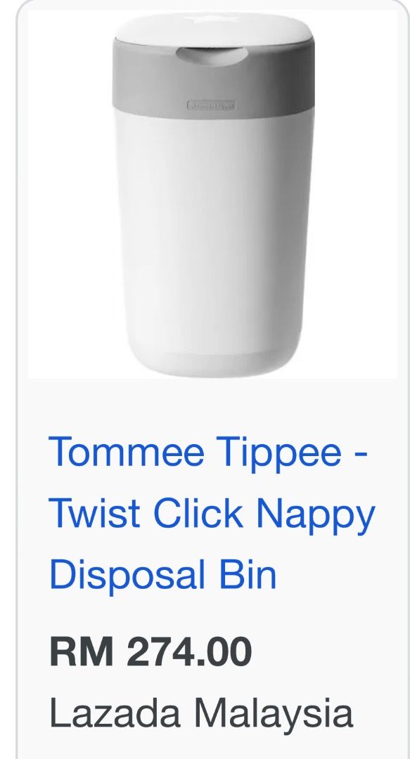 Tommee Tippee Sangenic Twist & Click Nappy Disposal Bin Malaysia (White)