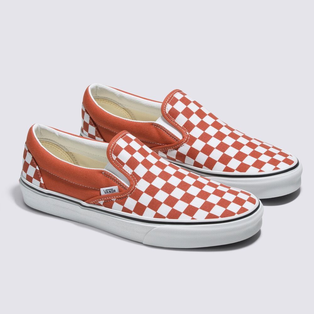 Red and grey checkered vans outlet
