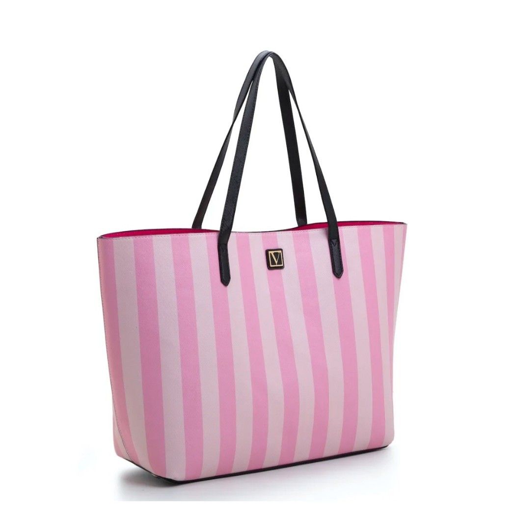 Victoria secret Pink Stripes Signature Large Women Open Tote Shopper Bag Shoulder Bag Luxury Bags Wallets on Carousell