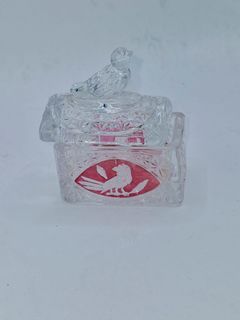 Vintage Hofbauer Byrdes Crystal Cranberry Trinket Box