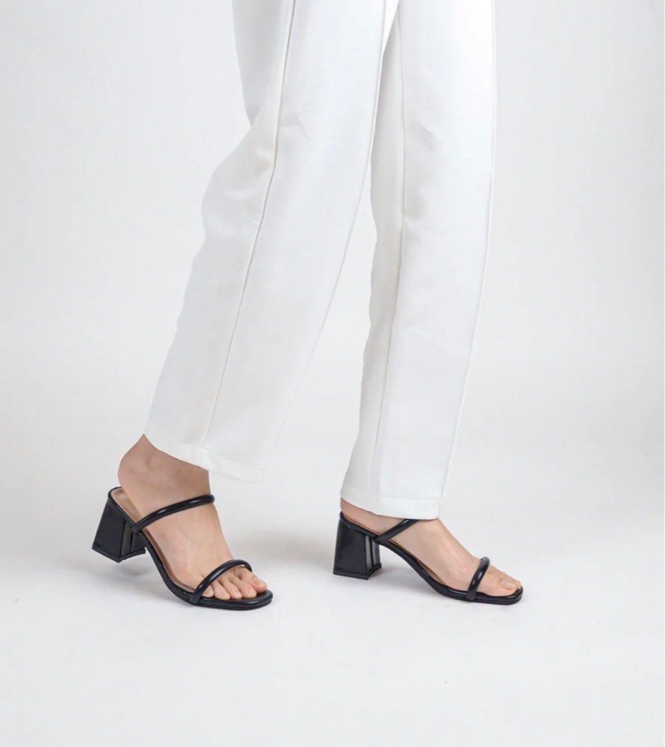 White 2 strap sale heels