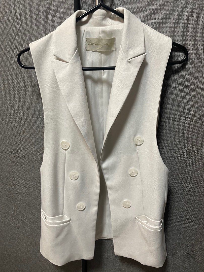 White vest blazer on sale
