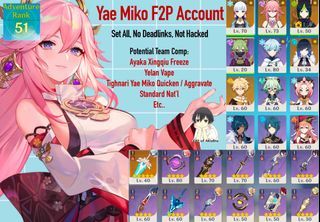 Yae Miko F2P Account . No Deadlinks Not Hacked Abyss
