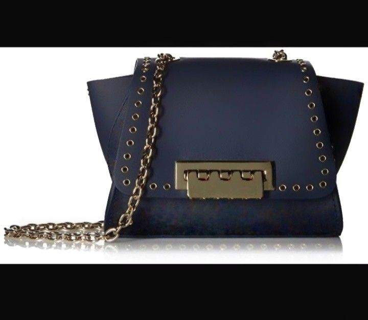 Zac Posen Eartha Mini Grommet Chain Strap Crossbody in Blue
