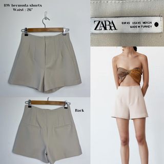 Zara HW Nude Trouser Shorts