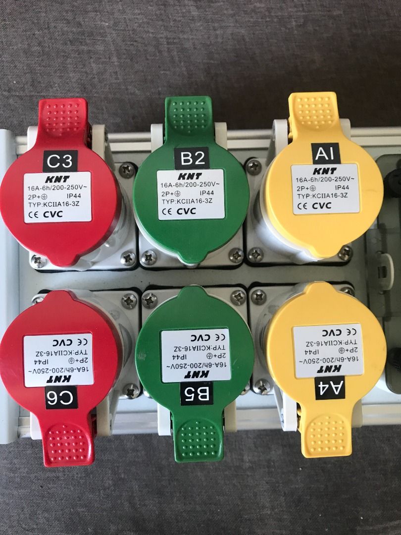 16A industrial plug with 6 way open sub junction box voltmeter led ...