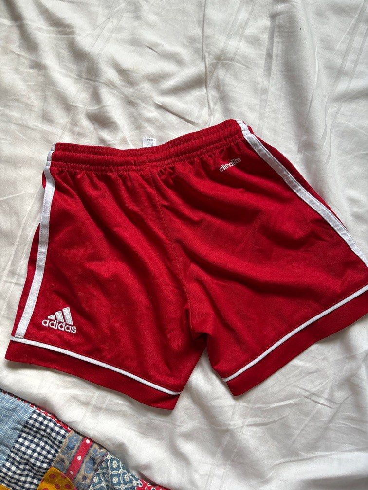 Red best sale shorts adidas