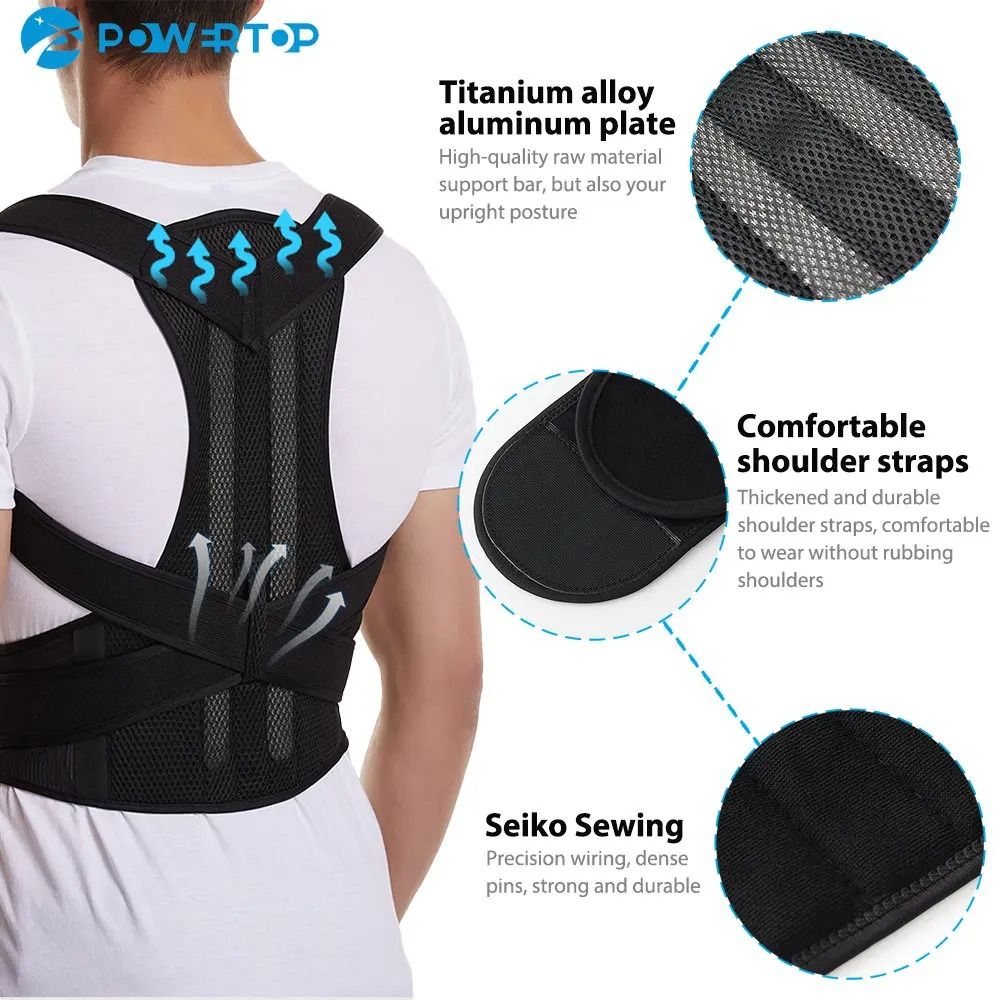 Metal Adjustable Shoulder Posture Back Corrector Brace Men and Women  Clavicle Support and Hunching Back Trainer Pain Relief