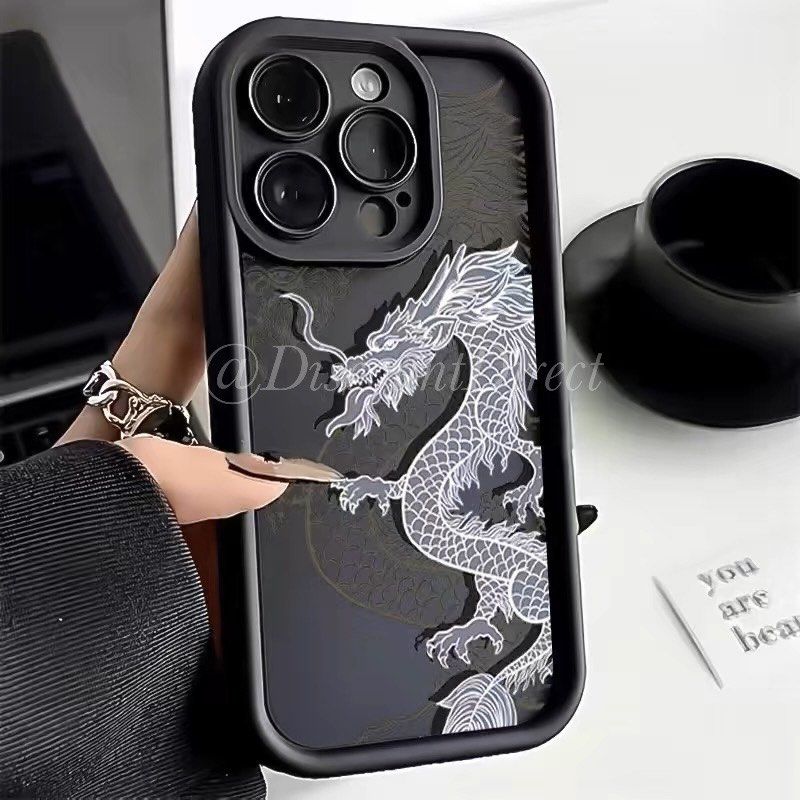 For iPhone 14 Pro Max 12 11 XS XR 13 Chinese Style Crane Dragon Phone Case