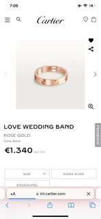 Auth Cartier love wedding band rose gold