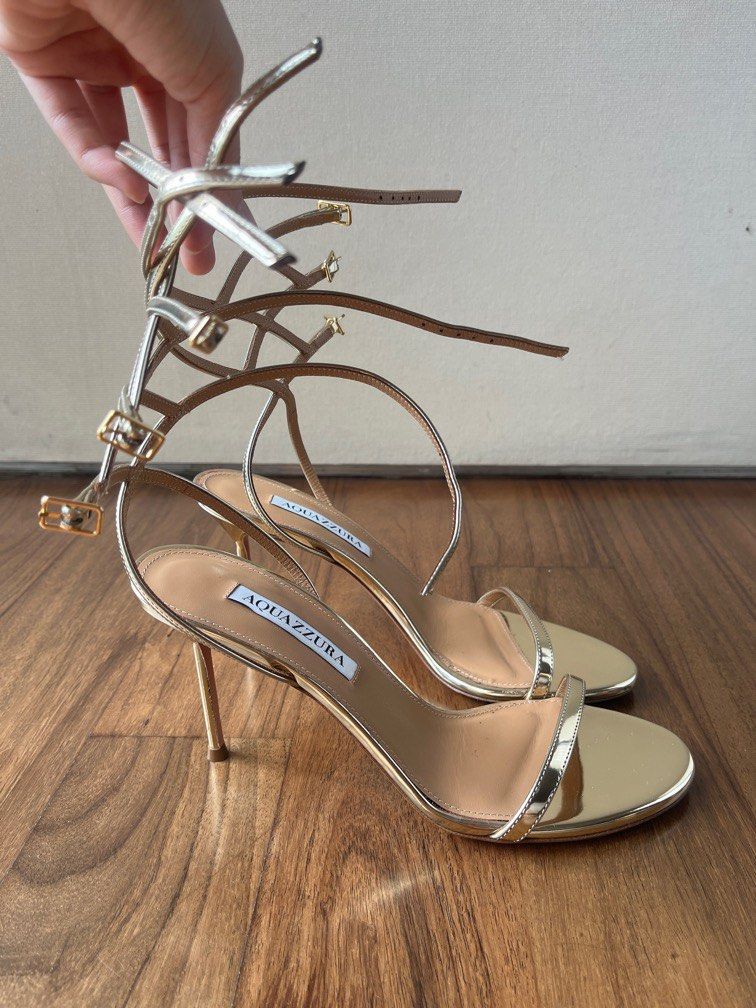 Authentic Aquazzura Gold Strappy Heels Women s Fashion Footwear