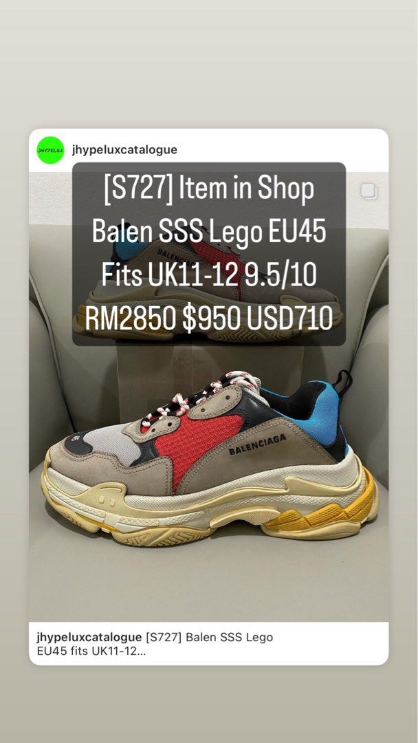 Authentic Balenciaga SSS Lego EU45 fits UK11 12