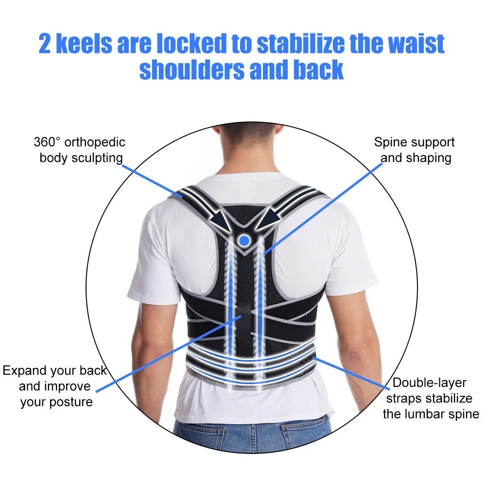 Back Corrector Corset Magnetic Posture Corrector Straight Shoulder Brace  Lumbar Support Pain Relief For Children Adult Women Men, 健康及營養食用品, 按摩紓緩用品-  Carousell