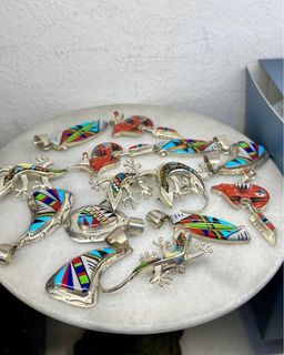 Beautiful Handcrafted STERLING SILVER Micro Inlay Pendants/Brooches