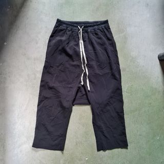 Black Cropped Dropcrotch Drawstring Pants