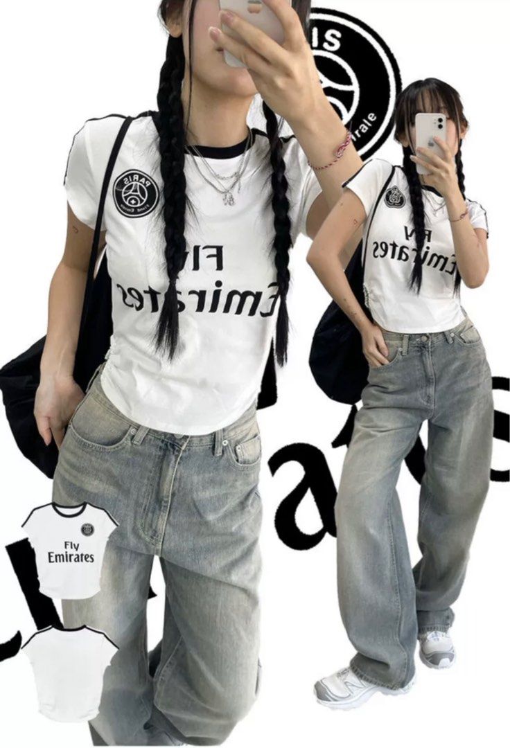 Blokette PSG cropped jersey Women s Fashion Tops Shirts on