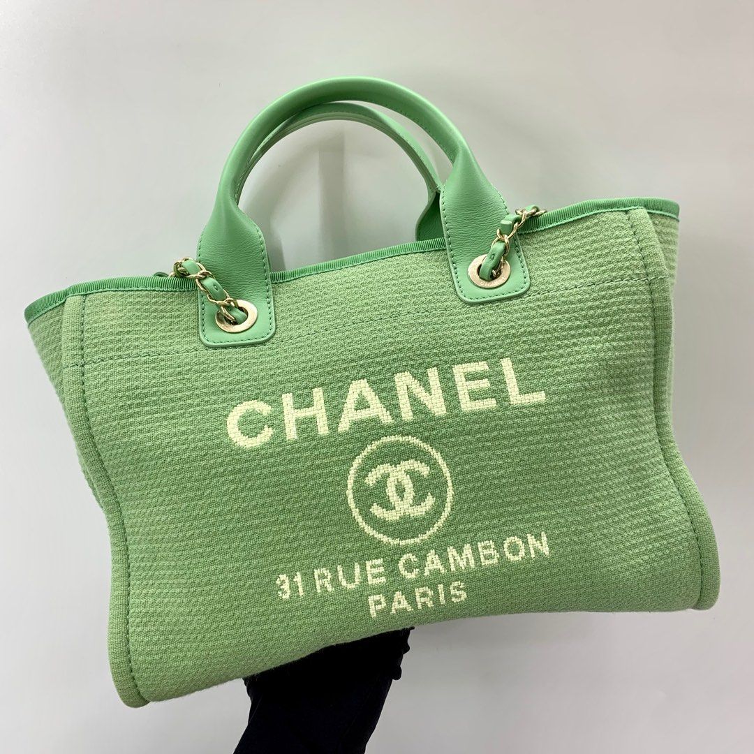 Chanel deauville hotsell tote green