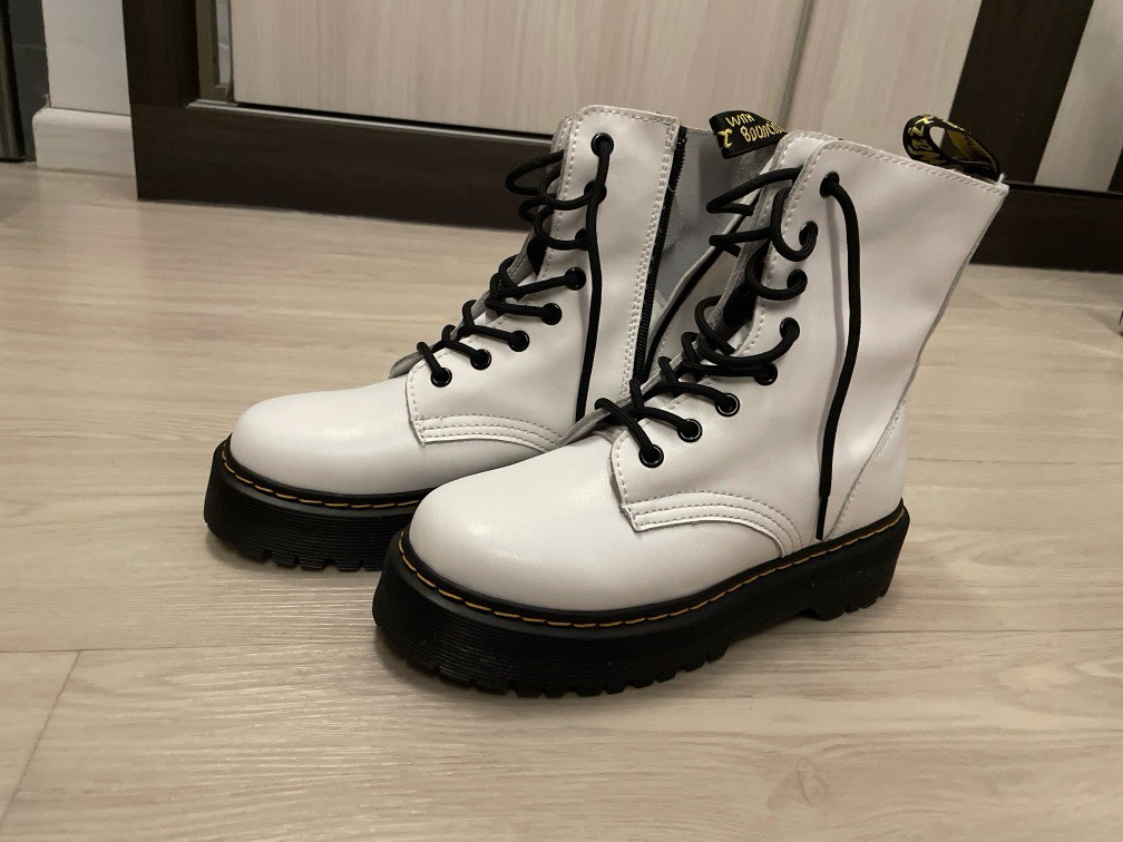 White and black platform boots sale