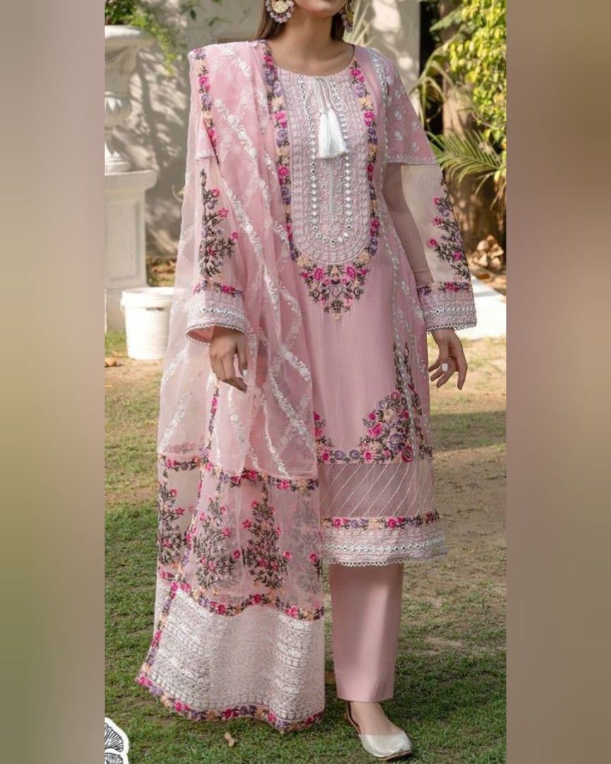 GEORGETTE Embroidered Kurti Dupatta Santoon Chudithar Chudithaar Kurta Dupatta Ladies Women Girls Indian Pakistani Punjabi Suit Traditional Ethnic