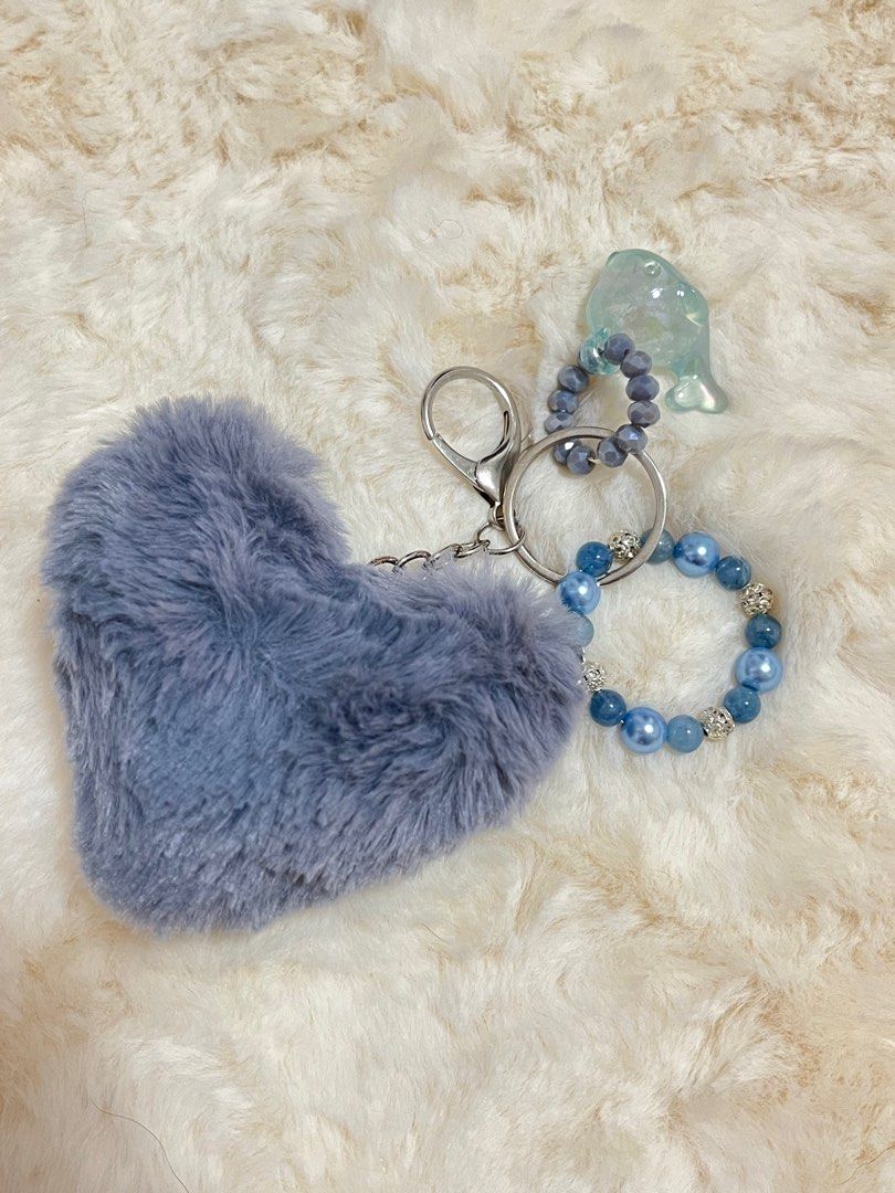 Fuzzy heart keychain hotsell