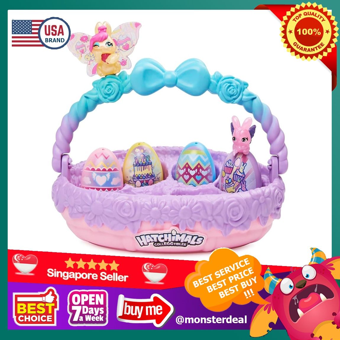 HATCHIMALS CollEGGtibles Family Spring Toy Basket with 6 Bunny