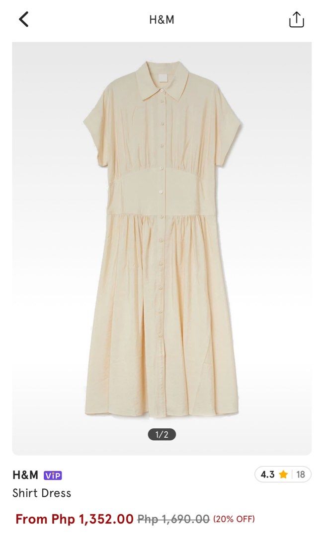H M Khaki Shirt Dress Women s Fashion Dresses Sets Dresses on Carousell