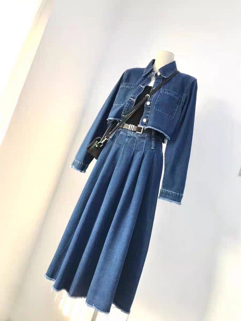 hijab long dress with denim jacket Sarah Denim Dress Medium Blue