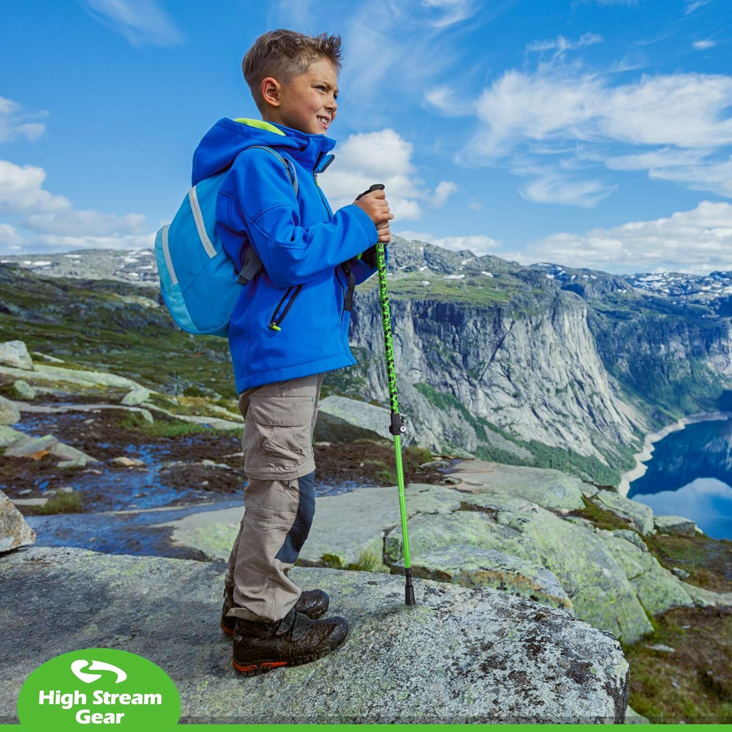 Kids Hiking Poles Adjustable Telescopic Trekking Poles for Children Includes 2 Walking Sticks Carrier Bag and Accessories All Designed for Boys and Girls Green Sports Equipment Hiking Camping on Carou...