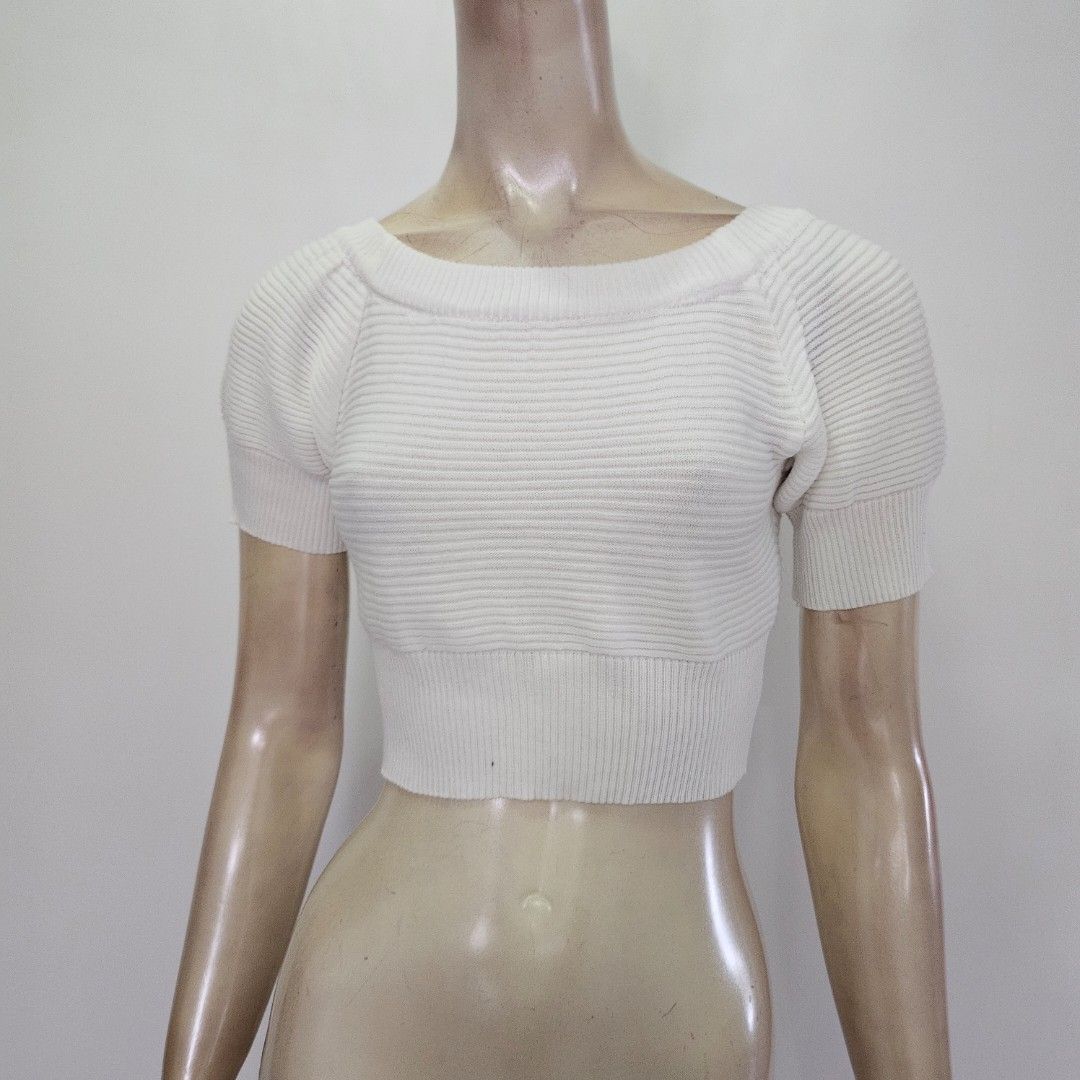 White outlet crop knit