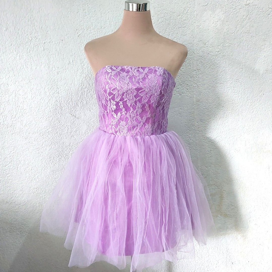 strapless open back dress Purple Tulle Colorful Rhinestone Beading Halter Homecoming Dresses,BD0   DaintyBridal