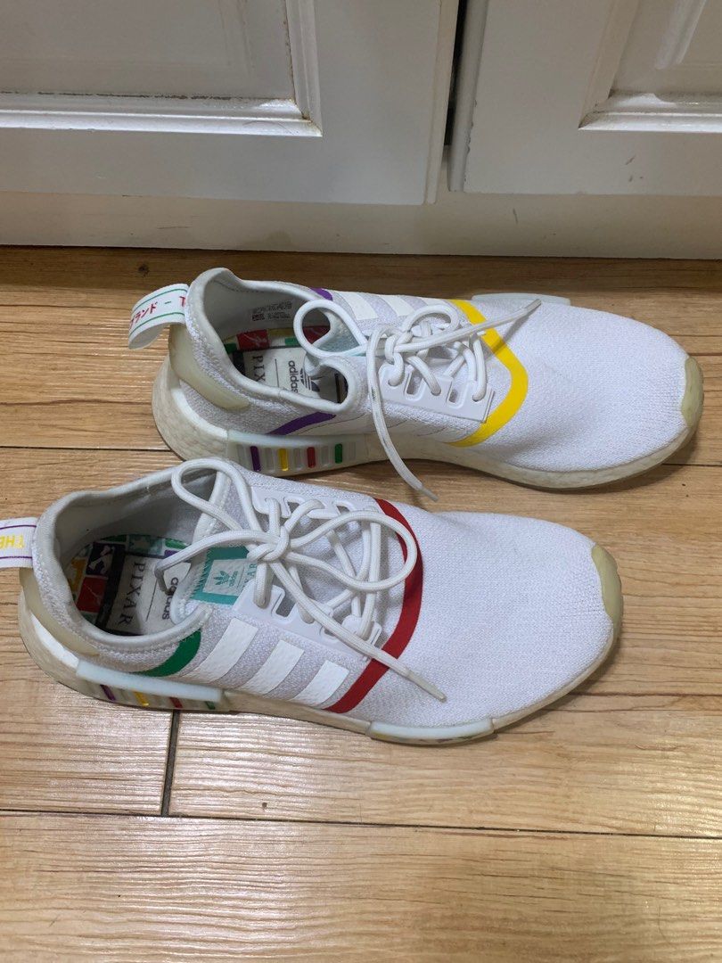 Limited Special Edition Adidas x Disney Pixar Toy Story NMD R1 White with Red Green Yellow Purple colour stripe Stylo Casual or walking sneakers shoes Authentic Women s Fashion Footwear Sneakers