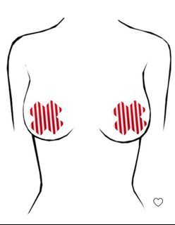 Lucky Doll® Red & White Stripe Candy Cane Cross Adhesive Stick on Nipple Cover Tape Pasties 5 Pairs Pack