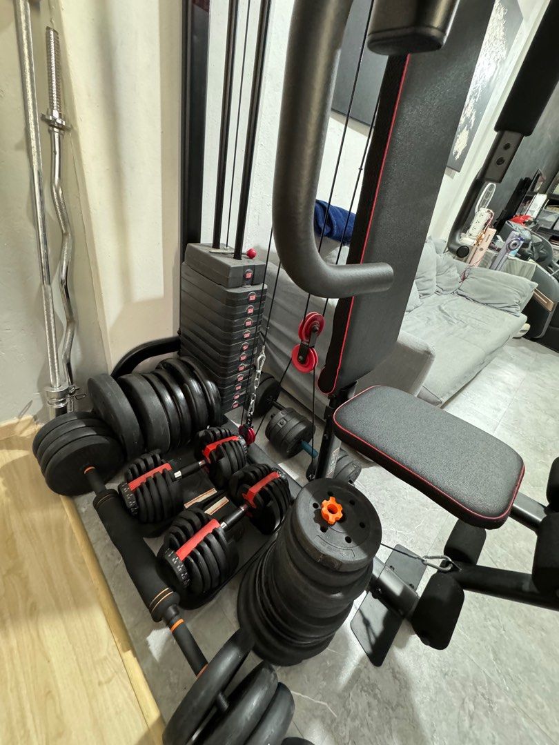 Multipurpose full gym set with free weights