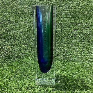 Murano Sommerso Italy Glass Mid Century Design Contrasting Blue Green Clear Vase No Sticker with Flaw as posted 7.75” x 2” inches - P1,800.00