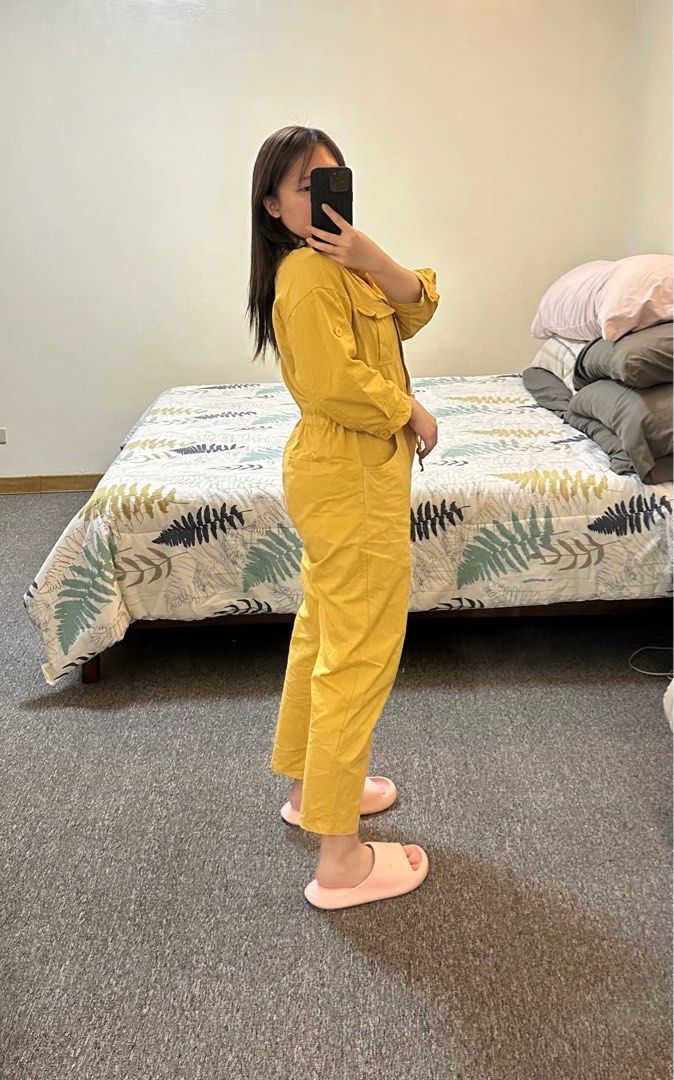 Yellow hot sale cargo jumpsuit