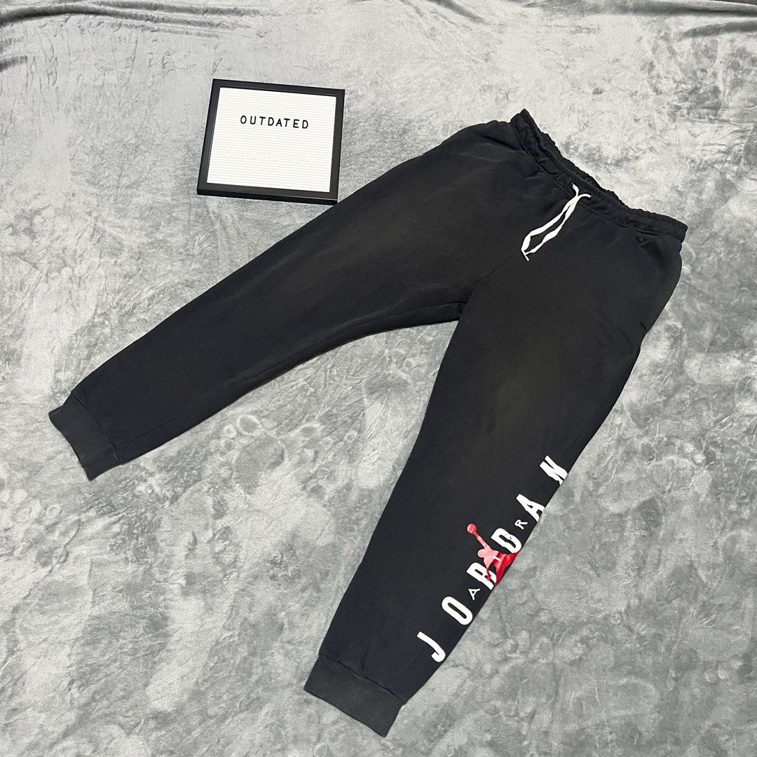 Nike Air Jordan Jumpman Fleece Sweat Pants Black Spellout Jogger