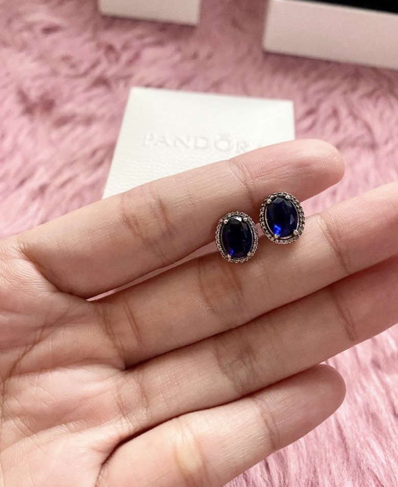 Pandora sapphire earrings hot sale