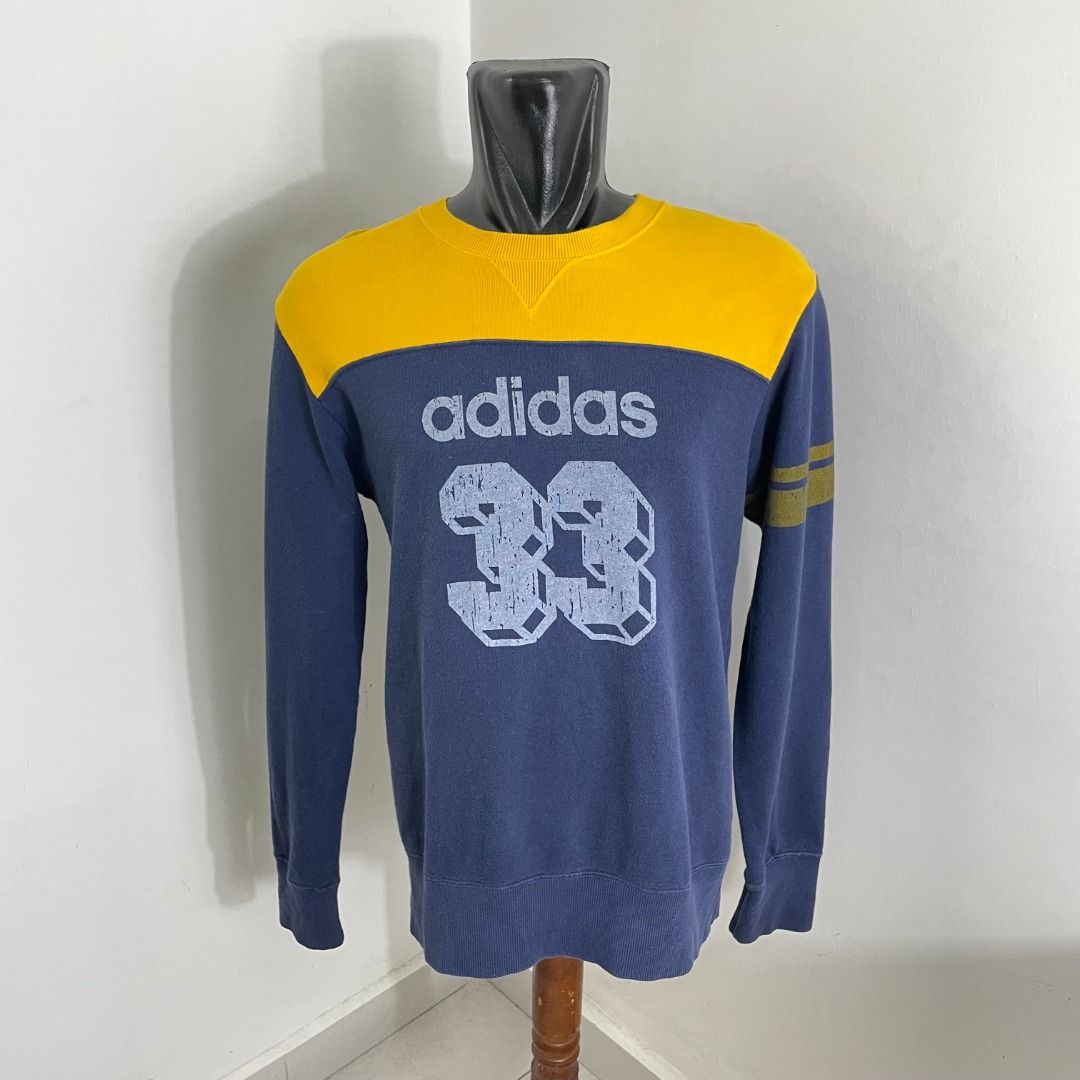 SALE L ADIDAS SWEATER 33 NUMBER VINTAGE STYLE 3 STRIPE 2