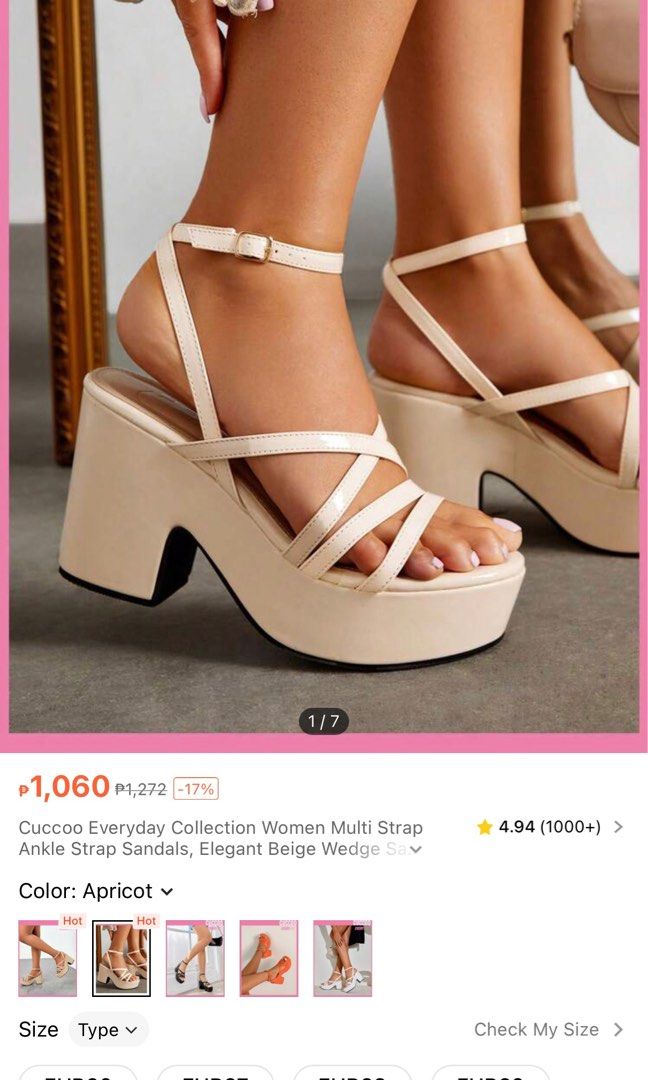 Shein Ankle Strap Heels in Apricot (Category: Heels) located in Binan City. Submitted by rdeclutter (Listing ID 1287180170, Image 2). Description: .