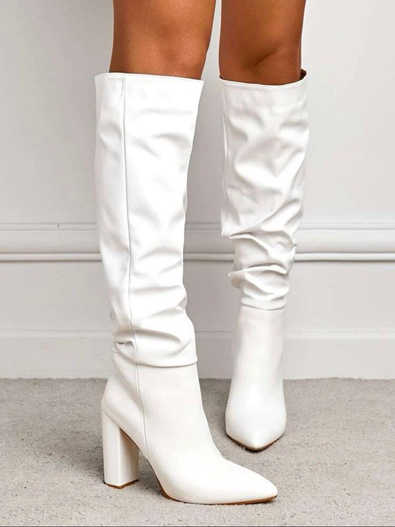 White calf length boots sale